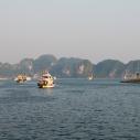 Tourist boats back from Halong Bay
