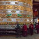 Litang - Giant prayer mill inside White Stuppa